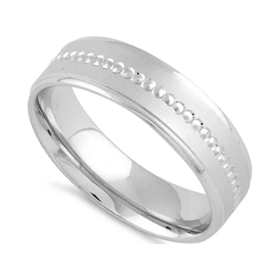 Mooneye 925 Sterling Silver Platinum Plated Diamond Cut Circles Wedding Women Ring