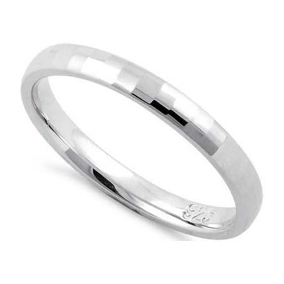 925 Sterling Silver Platinum Plated Diamond Cut Pattern Wedding Band Women Women Mother's Day Gift Ring