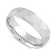 thumbnail image 1 of 925 Sterling Silver Platinum Plated Diamond Cut Triangle Lines Wedding Band Women Mother's Day Gift Ring, 1 of 2