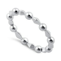 925 Sterling Silver Platinum Plated Diamond Shape And Bead Women Valentines Day Gifts Ring