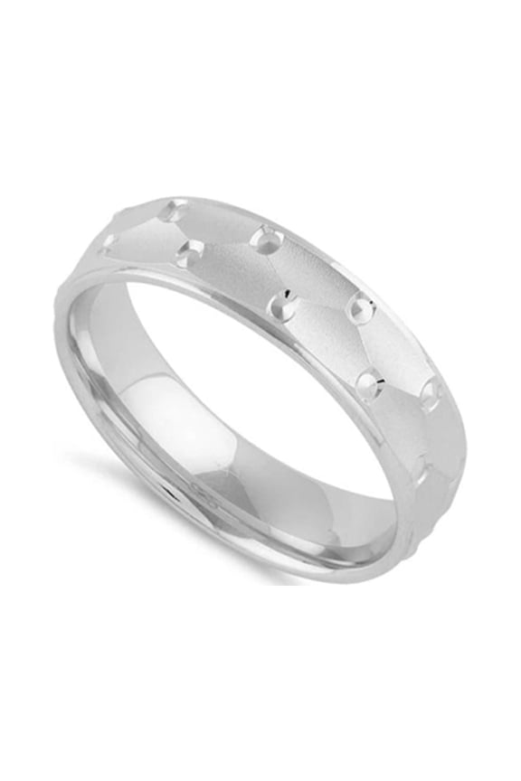 925 Sterling Silver Platinum Plated Dots Pattern Wedding Band Women Valentines Day Gifts Ring
