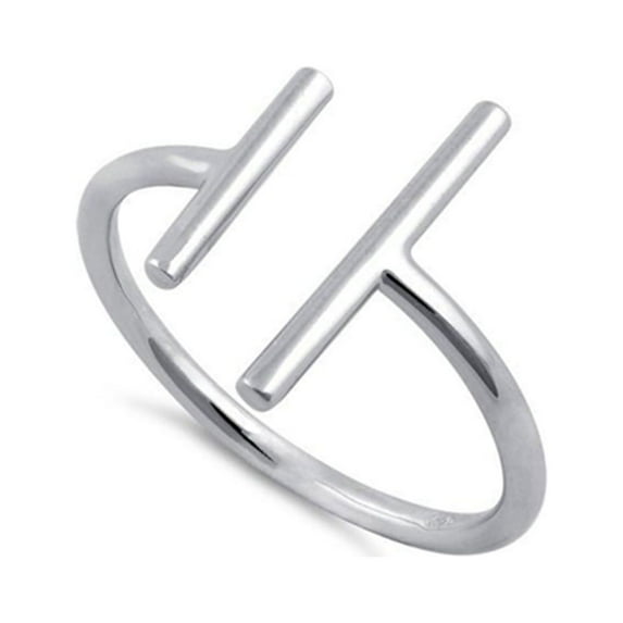 925 Sterling Silver Platinum Plated Double Bar Women Valentines Day Gifts Ring By