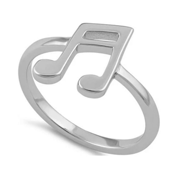 925 Sterling Silver Platinum Plated Double Eighth Note Women Valentines Day Gifts Ring
