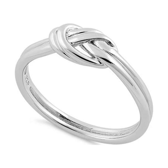 925 Sterling Silver Platinum Plated Double Layer Knot Women Valentines Day Gifts Ring