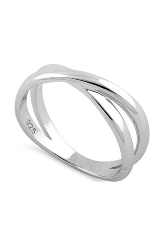 925 Sterling Silver Platinum Plated Double Overlapping Women Valentines Day Gifts Ring