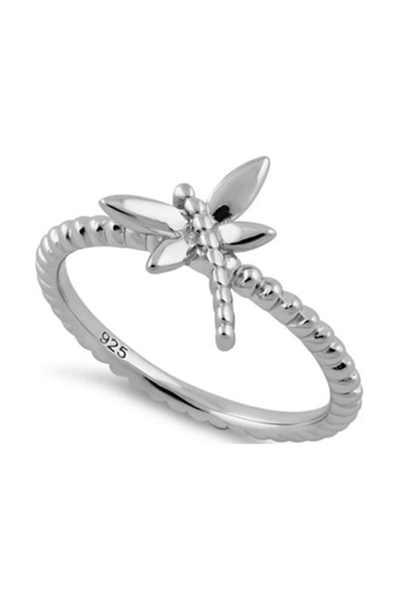 925 Sterling Silver Platinum Plated Dragonfly Women Valentines Day Gifts Ring