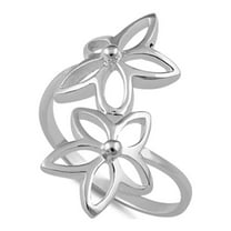925 Sterling Silver Platinum Plated End To End Flower Women Valentines Day Gifts Ring