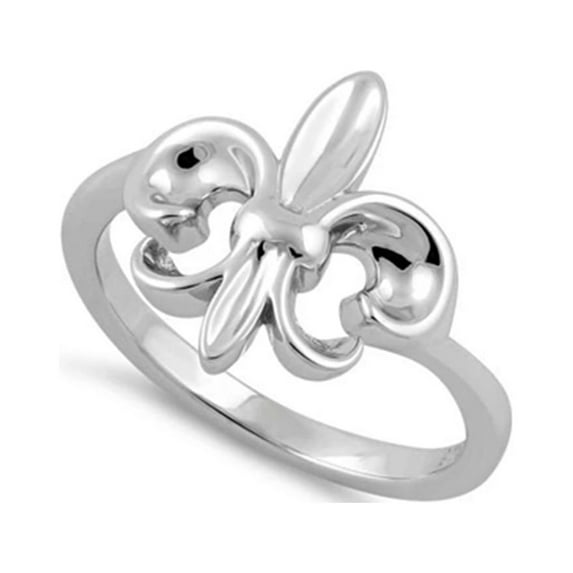 925 Sterling Silver Platinum Plated Fleur De Lis Vintage Women Valentines Day Gifts Ring