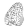 thumbnail image 1 of 925 Sterling Silver Platinum Plated Floral Garden Oval Women Valentines Day Gifts Ring, 1 of 4