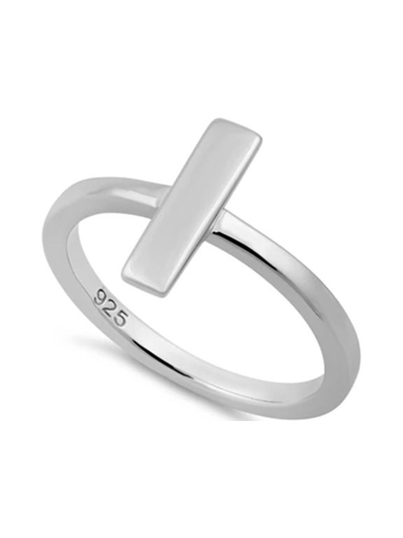 925 Sterling Silver Platinum Plated Minimalist Stackable Bar Ring Women Valentines Day Gifts Jewelry