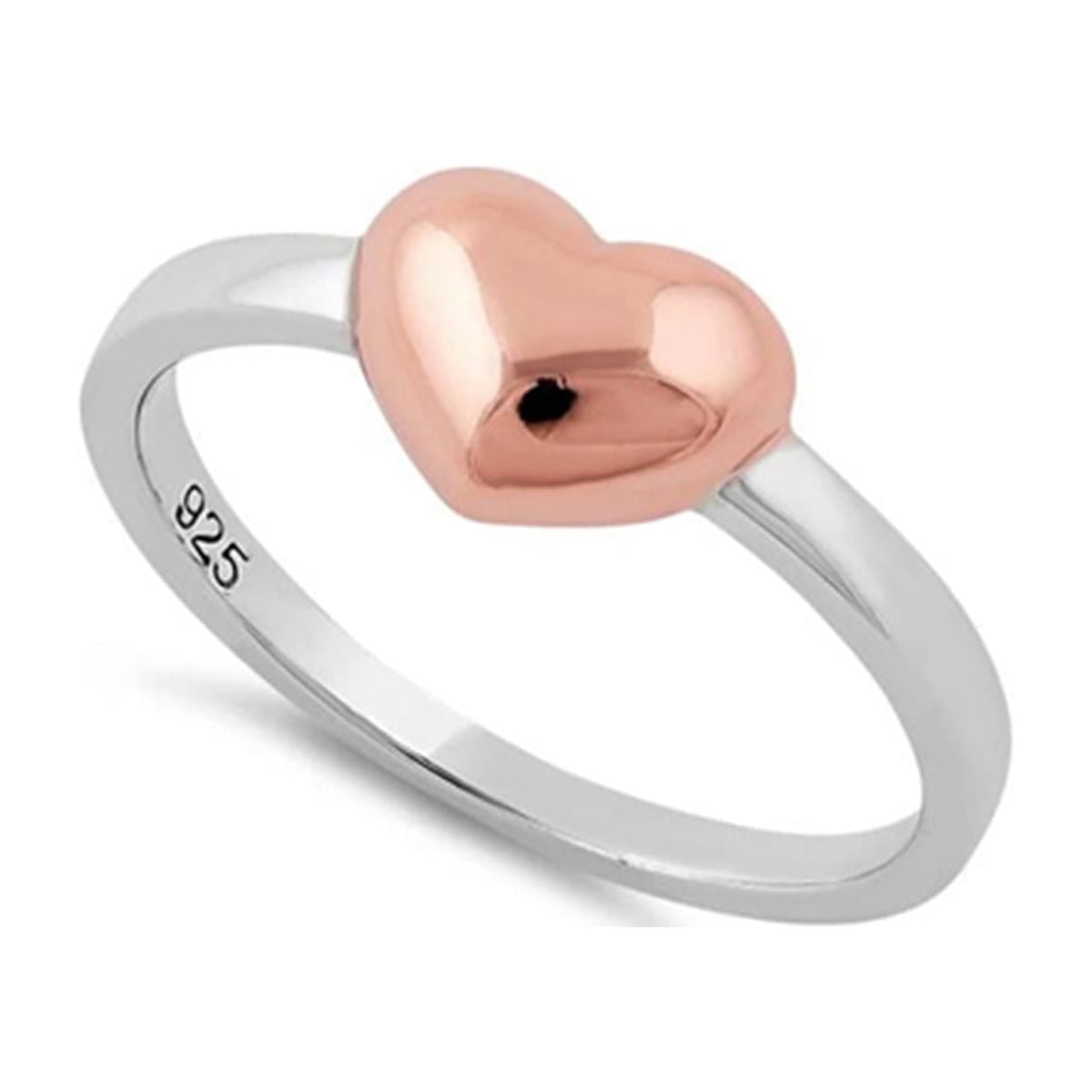 925 Sterling Silver Platinum Plated Rose Gold Two Tone Heart Women 