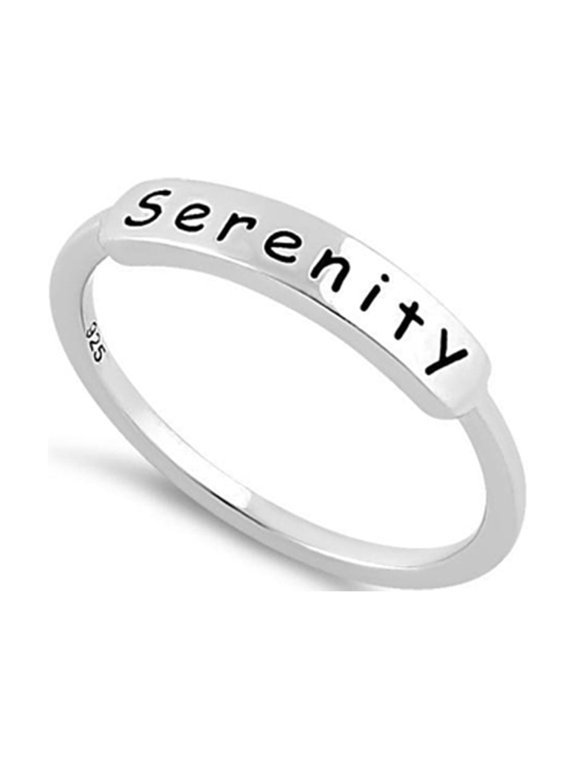 925 Sterling Silver Platinum Plated Serenity Women Valentines Day Gifts Ring
