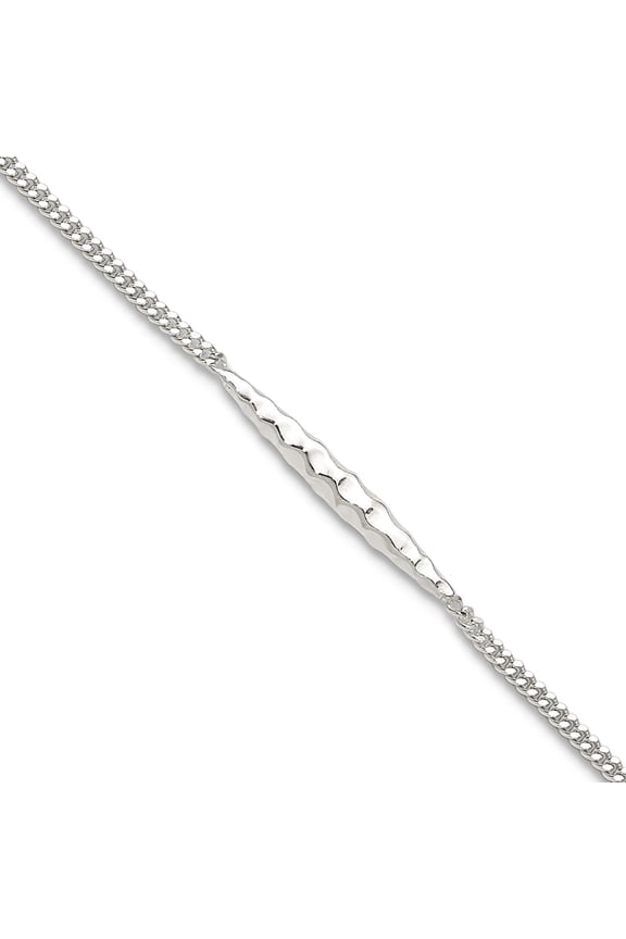 925 Sterling Silver Plus 1 In Extension Textured Bar Anklet 9 Inch 2.47mm Wide Anklet for Women