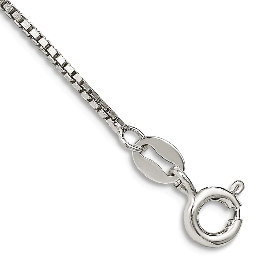 925 Sterling Silver Polished 1.10mm Box Chain Ankle Bracelet 10 Inch Spring-Ring Anklet for Women and Men