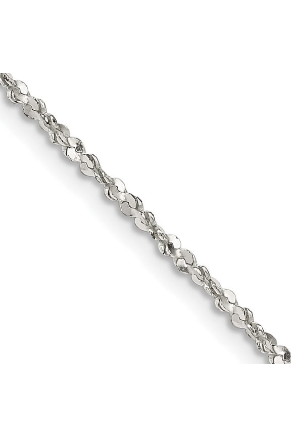 925 Sterling Silver Polished 1.4mm D Cut Fancy Chain Necklace 16 Inch Spring Ring - Chain Necklace for Women and Men