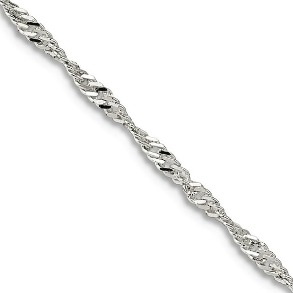 925 Sterling Silver Polished 1.75mm Singapore Chain Necklace 20 Inch Lobster Claw Chain Necklace for Women and Men