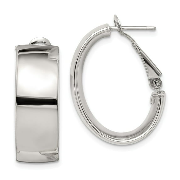 925 Sterling Silver Polished 10mm Omega Back Hoop Earrings