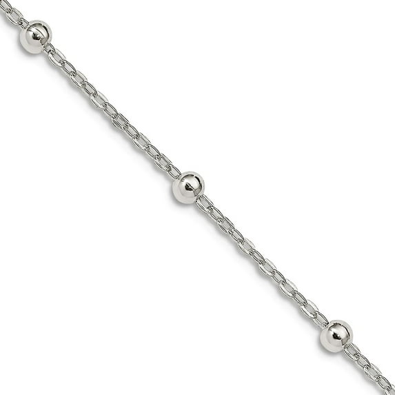 925 Sterling Silver Polished 1mm Beaded Chain Necklace 16 Inch Spring-Ring Chain Necklace for Women and Men