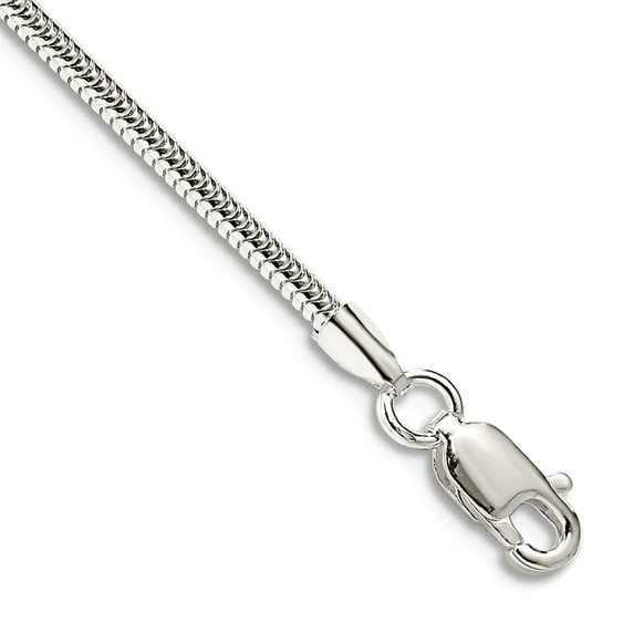 925 Sterling Silver Polished 2mm Round Snake Chain Bracelet 8 Inch Lobster Claw Snake Charm Bracelet for Women and Men