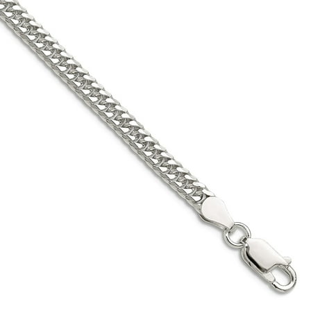 925 Sterling Silver Polished 3.9mm Double Sparkle-Cut Curb Chain Bracelet 7 Inch Link Bracelet for Women and Men