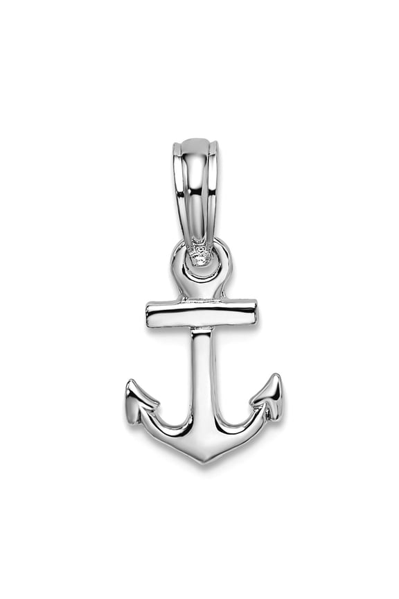 925 Sterling Silver Polished 3d Mini Nautical Ship Mariner Anchor Pendant Necklace 16.02mm long Pendant for Women