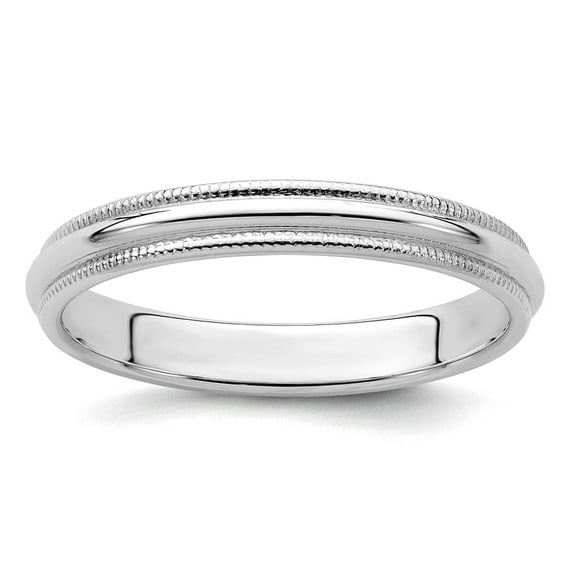 925 Sterling Silver Polished 3mm Half Round Milgrain Size 10.5 Band Ring Ring for Women and Men