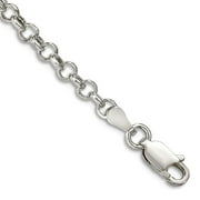 JEWELRYWEB 925 Sterling Silver Polished 3mm Rolo Chain Bracelet 8 Inch Lobster Claw Link-Bracelet for Women and Men