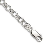 925 Sterling Silver Polished 4.0mm Rolo Bracelet 7 Inch Lobster Claw Link Bracelet for Women