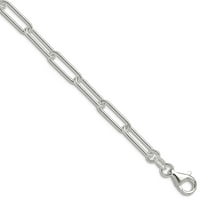 925 Sterling Silver Polished 4.5mm Elongated Cable Chain Bracelet 8 Inch Link Bracelet for Women and Men