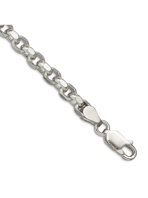 925 Sterling Silver Polished 4mm Rolo Chain Bracelet 8 Inch Lobster Claw Link Bracelet for Women and Men