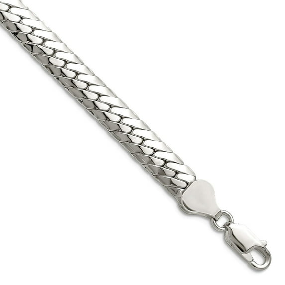 925 Sterling Silver Polished 6.25mm Double Oval Flat Chain Bracelet 8 Inch Link Bracelet for Women and Men