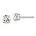 thumbnail image 1 of 925 Sterling Silver Polished 6mm CZ Post Earrings; for Adults and Teens; for Women and Men, 1 of 1