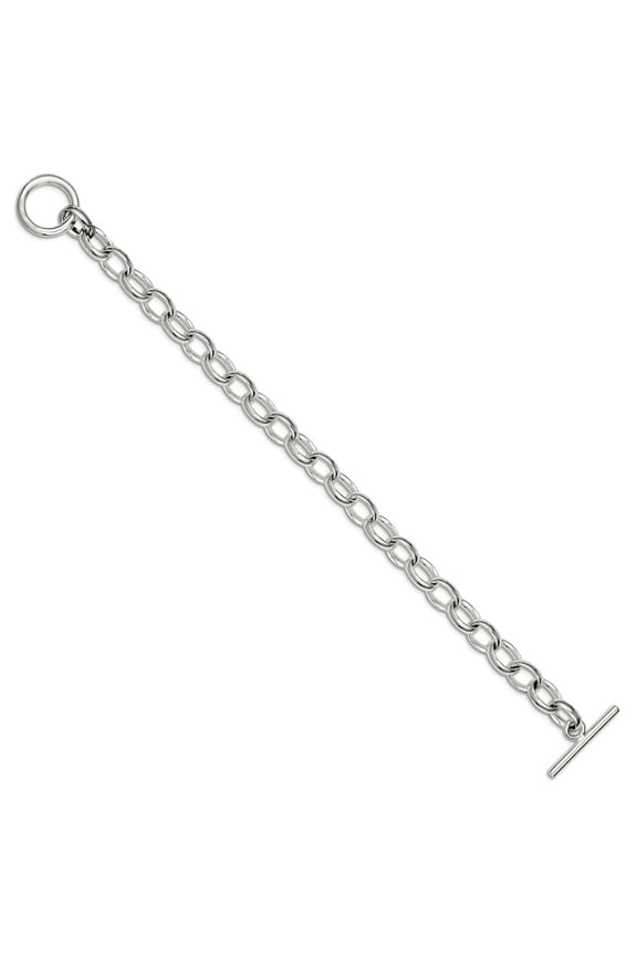 925 Sterling Silver Polished 7.75 Inch Fancy Toggle Bracelet 6.75mm Wide Link Bracelet for Women