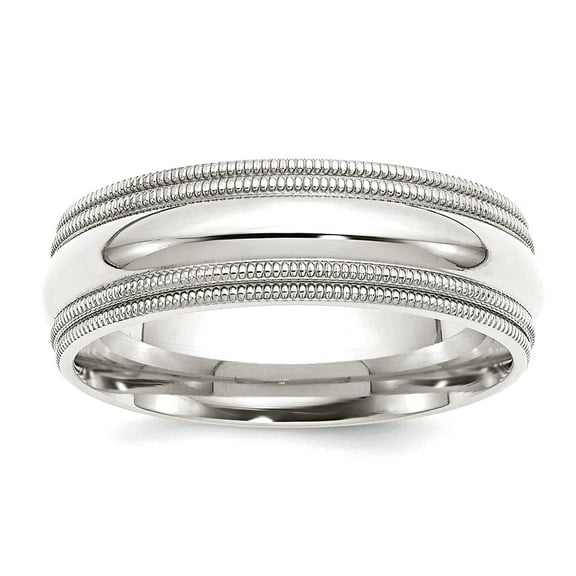 925 Sterling Silver Polished 7mm Comfort-Fit Double Milgrain Size 11 Band Ring Ring for Women and Men
