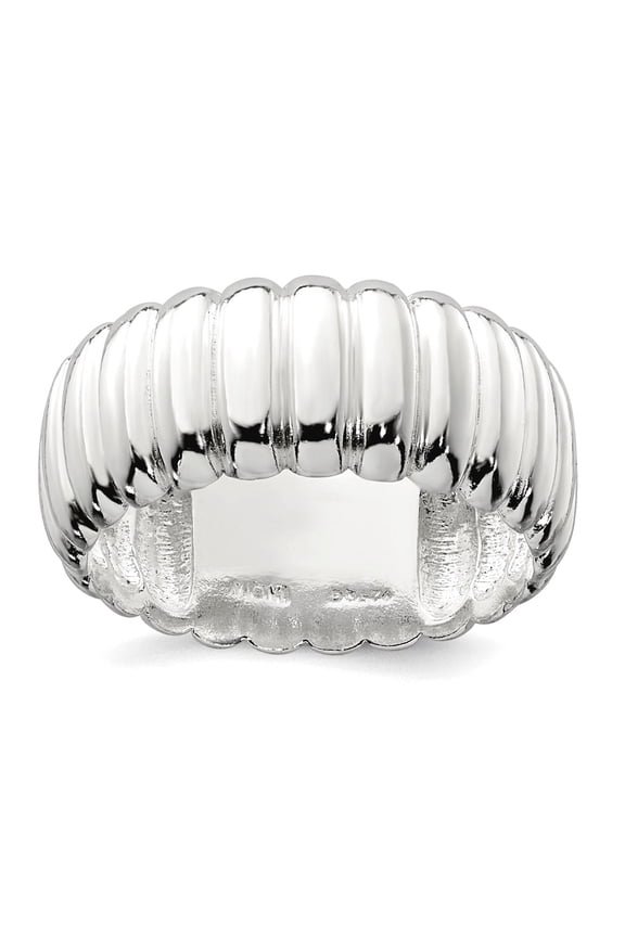 925 Sterling Silver Polished 8.5mm Ridge Pattern Ring Size 10 Ring for Women - 4.9 Grams