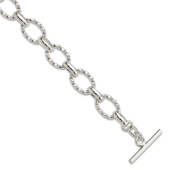 925 Sterling Silver Polished 8.75 Inch Fancy Toggle Bracelet 10.9mm Wide Link Bracelet for Women