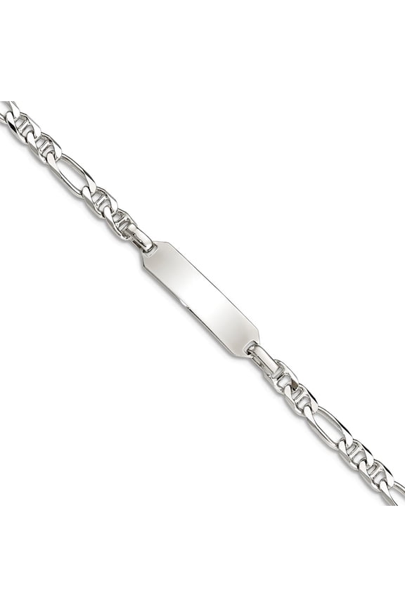 925 Sterling Silver Polished Adjustable ID Nautical Ship Mariner Anchor Bracelet 6 Inch Lobster Claw 6mm Wide Identifica