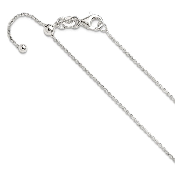 925 Sterling Silver Polished Adjustable Necklace 24 Inch 1.2mm Wide Pendant Necklace for Women