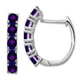 thumbnail image 1 of 925 Sterling Silver Polished Amethyst Hinged Hoop Earrings 20x18mm Wide 4mm Thick Hoop Earring for Women, 1 of 2