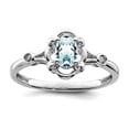 thumbnail image 1 of 925 Sterling Silver Polished Aquamarine and Diamond Ring Size 5 2mm Wide Ring for Women, 1 of 2