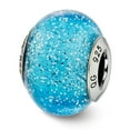 thumbnail image 1 of 925 Sterling Silver Polished Artisan Oxidized Italian Murano Glass Reflections-Italian Light Blue With-Silver Glitter-Gl, 1 of 2