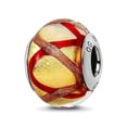 thumbnail image 1 of 925 Sterling Silver Polished Oxidized Italian Murano Glass Reflections Yellow Yellow Red Italian Murano Bead Charm 15.45, 1 of 2