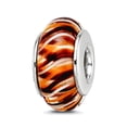 thumbnail image 1 of 925 Sterling Silver Polished Oxidized Reflections Brown Murano Glass Bead Charm 13.64x7.27mm Wide Pendant Necklace for W, 1 of 2