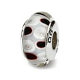 thumbnail image 1 of 925 Sterling Silver Polished Oxidized Reflections Brown White Murano Glass Bead Charm 13.64x7.27mm Wide Pendant Necklace, 1 of 2