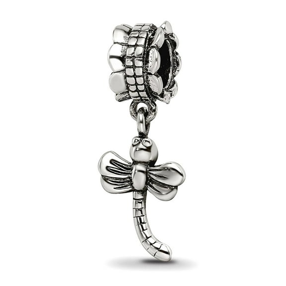 925 Sterling Silver Polished Oxidized Reflections Dragonfly Dangle Bead Charm 27.27x8.18mm Wide Pendant Necklace for Wom