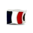 thumbnail image 1 of 925 Sterling Silver Polished Oxidized Reflections France Flag Bead Charm 7.27x10.00mm Wide Pendant Necklace for Women, 1 of 2