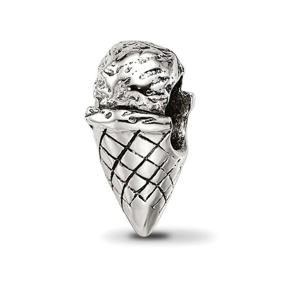 925 Sterling Silver Polished Oxidized Reflections Ice Cream Cone Bead Charm 11.82x5.45mm Wide Pendant Necklace for Women