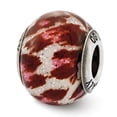 thumbnail image 1 of Sterling Silver Reflections Italian Pink and Brown With Glitter Glass Bead Charm - Measures 12.73x10.00mm Wide, 1 of 2