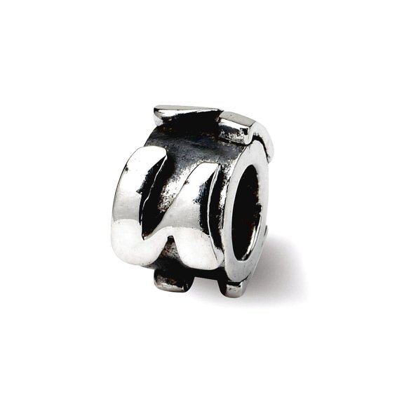 925 Sterling Silver Polished Oxidized Reflections Letter Name Personalized Monogram Initial U Message Bead Charm 8.18x5.