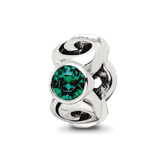 925 Sterling Silver Polished Oxidized Reflections May Crystal Bead Charm 10.91x5.45mm Wide Pendant Necklace for Women